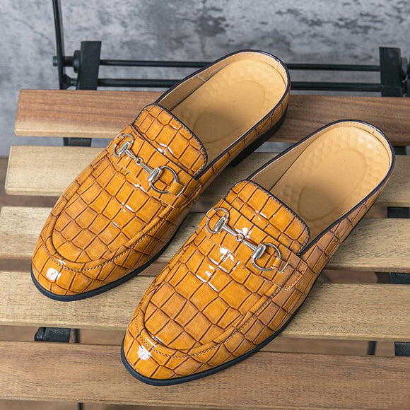 New Men's Crocodile Leather Slippers
