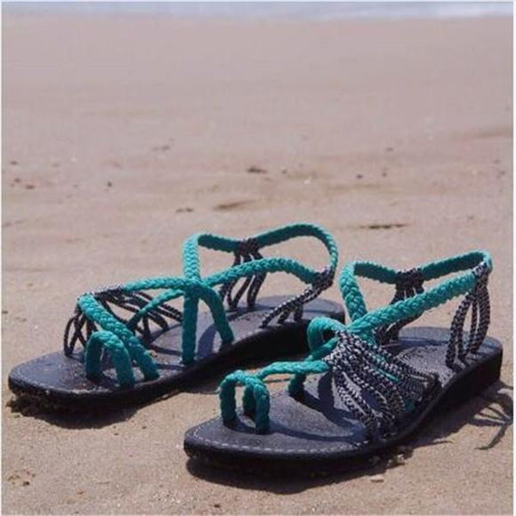 2019 Handmade Breathable Bandage Beach Flat Sandals