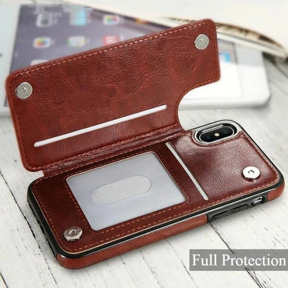 Case & Strap - Retro Flip Leather Wallet Cases for iPhone