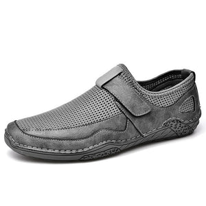 Men's Leather Mesh Stitching Light Loafer Shoes