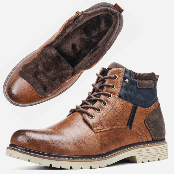 Genuine Leather Fashion Men Warm Boots