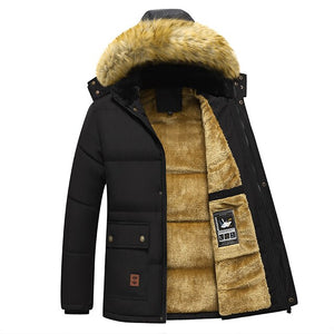 Fleece Lined Warm Hooded Fur Collar Coat