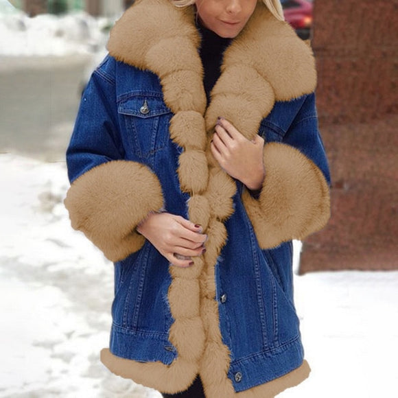 Winter Women Denim Warm Coat