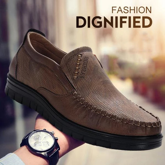 Men's Shoes - Fashion Large Size Leather Slip On Casual Style Flats Soft Shoes