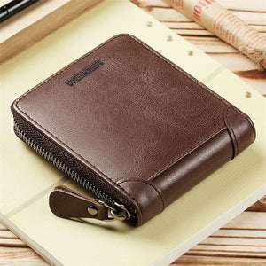 Men's Genuine Leather Zip-around Wallet