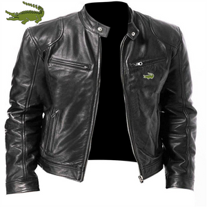 Men's Fashion Print Leather Jacket