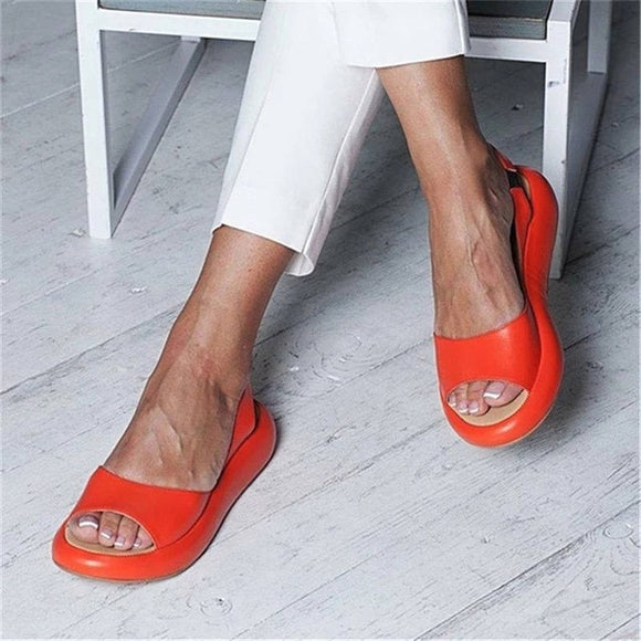 Rome Fish Mouth Casual Gladiator Hollow Flat Heels Open Toes Women Sandals