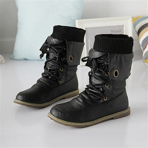 New Arrival PU Leather Women Mid-calf Motorcycle Ankle Boots