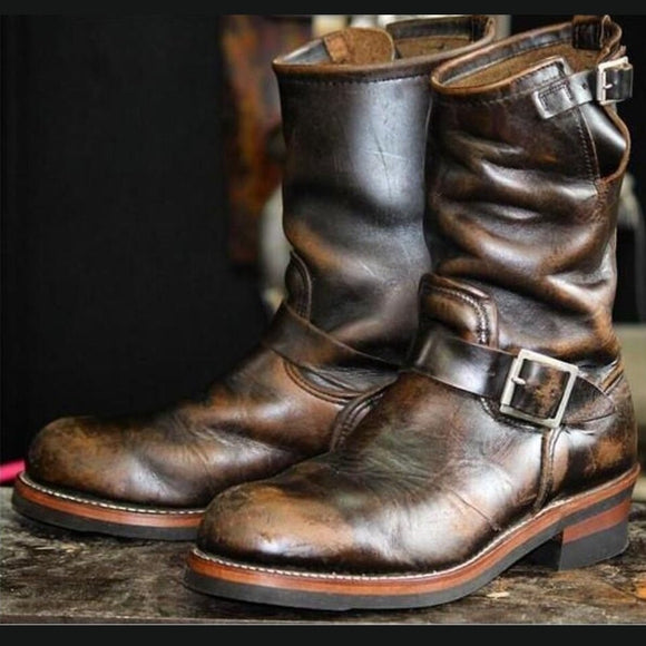 PU Leather Western Cowboy Martin Boots