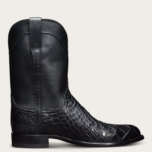 Men's Crocodile Pattern Leather Mid Boots