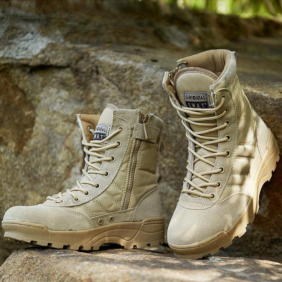 Breathable Men's Work Shoes Mens Zipper Tactical Boot
