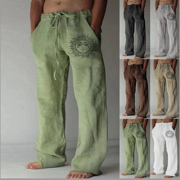 Cotton Linen Loose Wide Leg Men Pants