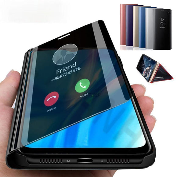 Smart Mirror Flip Ultra Thin Armor Shockproof Ring Case for iPhone 12 Pro