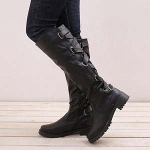 Women's Shoes - Fashion Knee High Martin Booties For Ladies