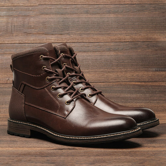 Brown Men Leather Ankle Boot