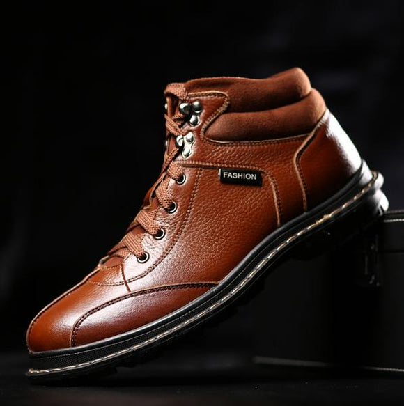 Men Casual Outdoor Genuine Leather Warm Shoes