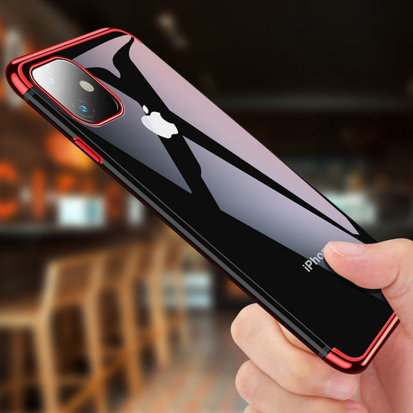 Plating Transparent Soft Silicone Case For iPhone