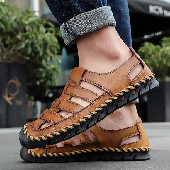 Mens Summer Roman Cowhide Genuine Leather Sandals