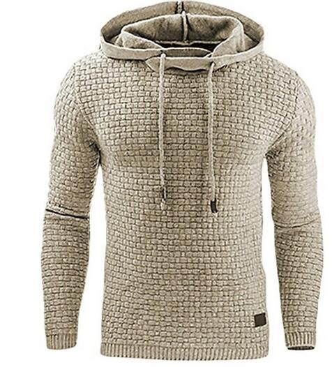 Men Solid Color Lattice Hooded Sweatshirt(Buy 2 Get 10% OFF, 3 Get 15% OFF)