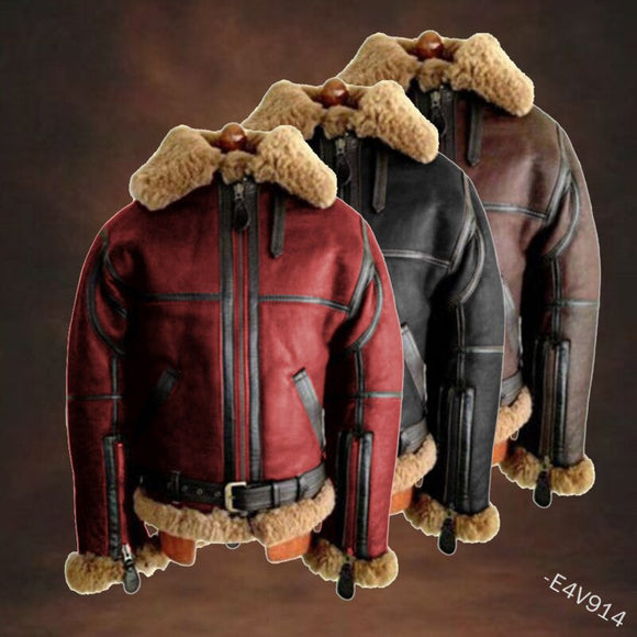 Casual Mens Fur Motorcycle Jackets(Buy 2 Get 10% off, 3 Get 15% off )