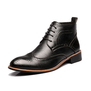 Men's Shoes - Fashion Leather Lace-up Western Style Ankle Boots