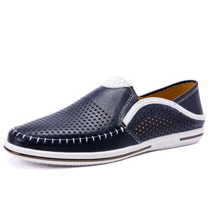 Men Mesh Genuine Leather Loafers Shoes