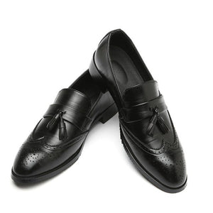 Men Leather Tassel Brogues Dress Shoes