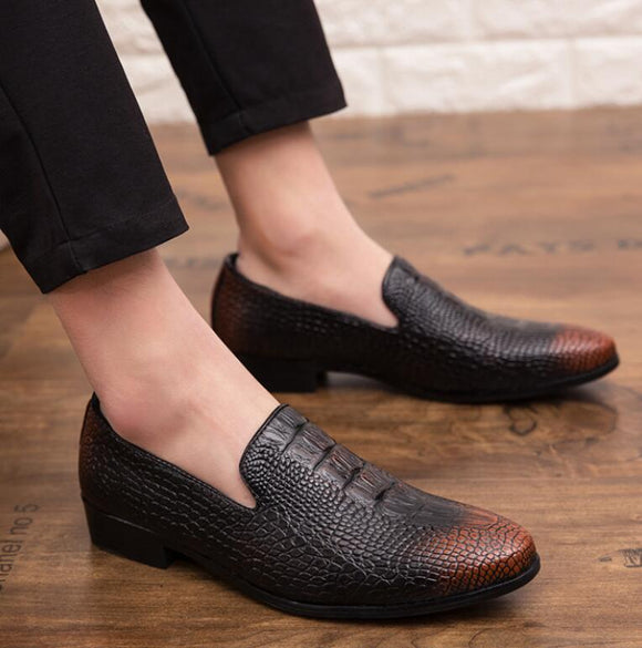 Men's Crocodile Grain Business Office Oxford Leather Shoes