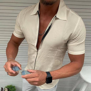 Men Fashion Simple Casual Zipper Shirt