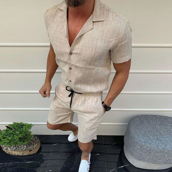 Men Linen Fabric Breathable Casual Set