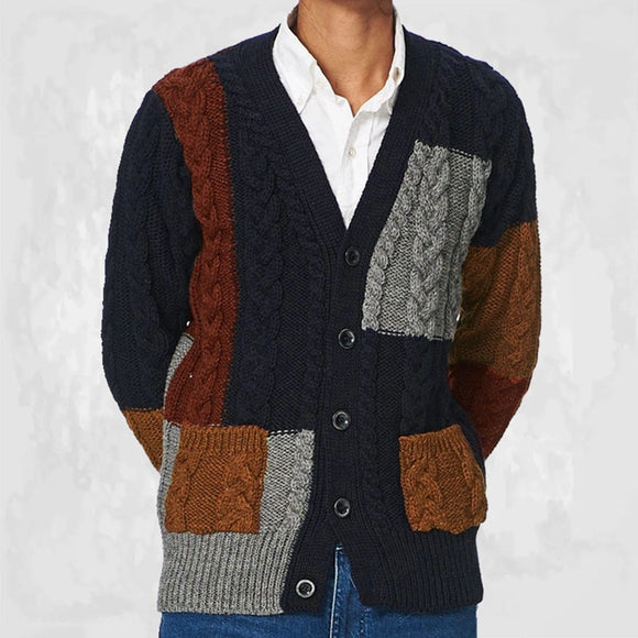 Men Retro Design Colorblock Sweater