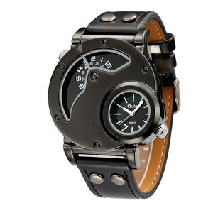 Double Time Leather Quartz Watch