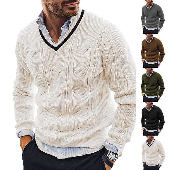 Men Fashion V-Neck Knit Sweater