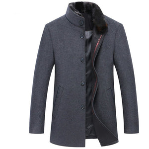 Men's Thickened Stand-up Collar Woolen Coat