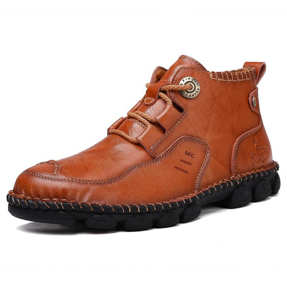 Autumn Winter Cow Split Leather Motorcycle Footwear Ankle Boots