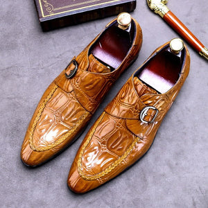 Fashion Alligator Pattern Cow Leather Dress Shoes