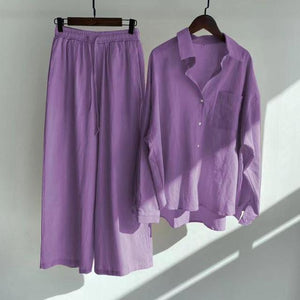 Womens Cotton Linen Shirt Sets