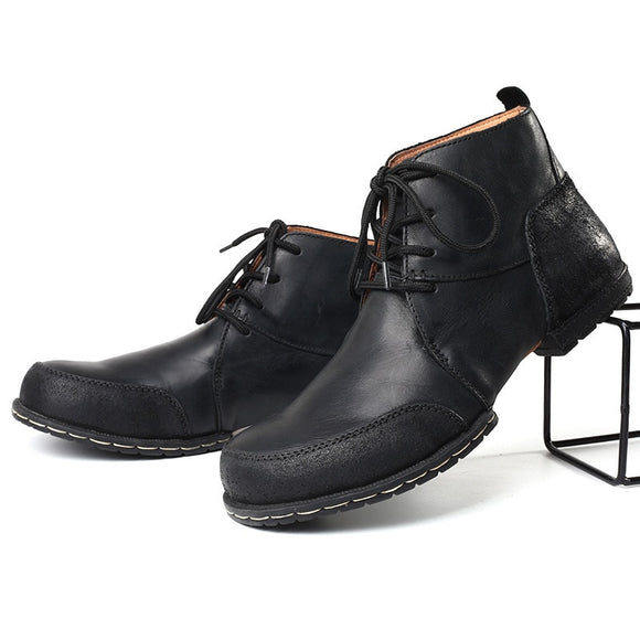 Men's Black Leather Ankle Boots