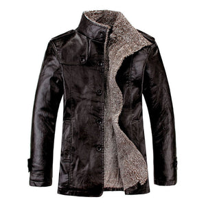 Mens Velvet Warm Leather Jackets 8XL