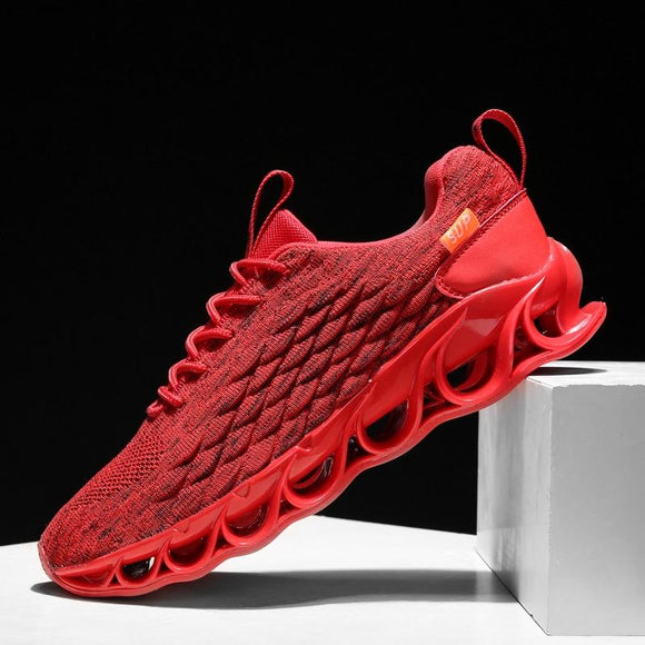 Men's Lace Up Breathable Mesh Wave Sole Sneakers