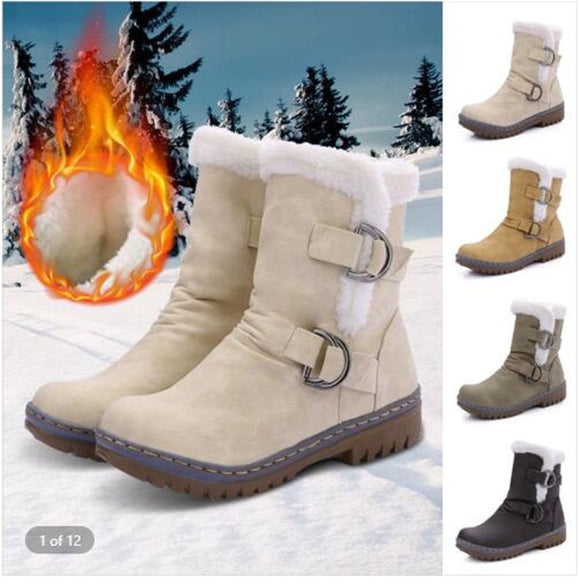Women Winter Warm Comfortable Plus Size Ladies Plush Snow Boots