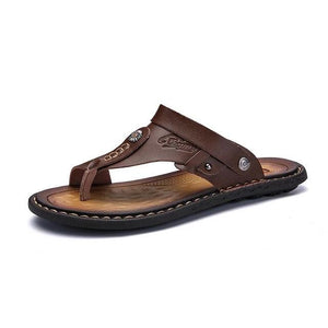 Genuine Split Leather Men Beach Comfortable Sandals