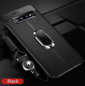 Magnetic Ring PU Leather Soft Silicone TPU Holder Cover For Samsung Galaxy Note 20 Ultra