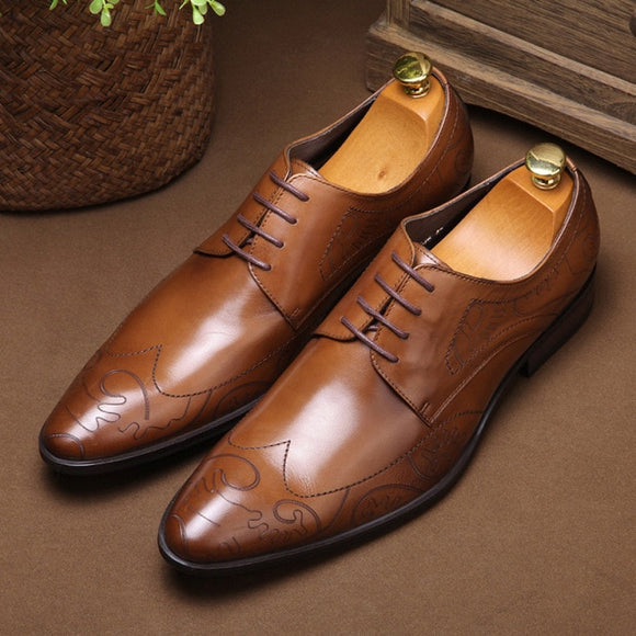 Genuine Leather Mens Brock Pointed Toe Dress Shoes