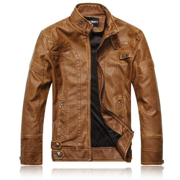 Men Genuine Leather Windproof Motorcycle Jacket 5XL