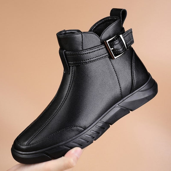 New Warm Plush Men Leather Boots