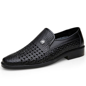 Hollow Leather Woven Men's Shoes