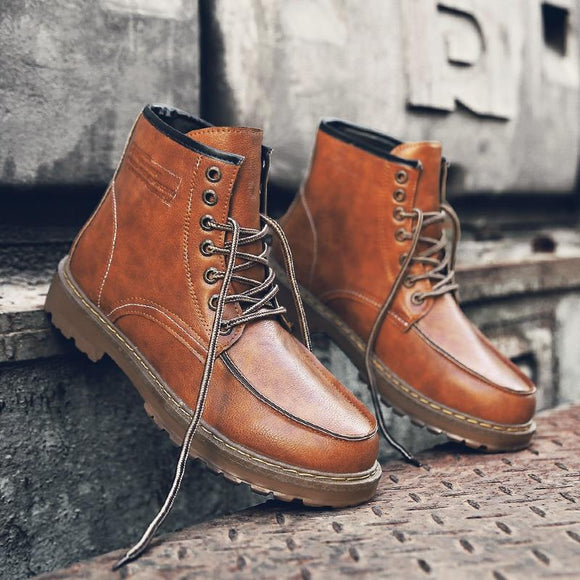 Men's Shoes - Fashion Vintage Style Leather Boots