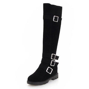 Women's Shoes - Winter Fashion Mid Calf Buckle Booties