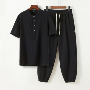 Men Silk T-shirt Plus Trousers Sets